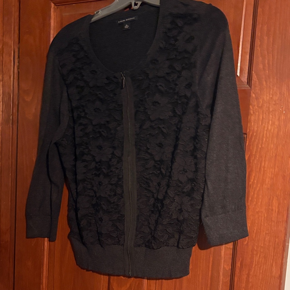 Banana Republic XL Black Lace Front Cardigan